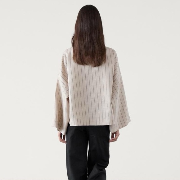 MASSIMO DUTTI NWOT Contrast Striped Linen Blend Shirt - Picture 3 of 13